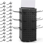 Rotating Pegboard Display Stand With 24 Hooks Metal Spinning Peg Board Display