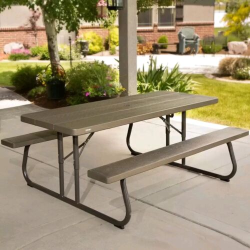 Lifetime 6ft 1.82m Classic Folding Picnic Table Model 60112 in Brown - Picture 4 of 8