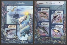 STA415 Djibouti 2016 MNH 2 Sheets High CV Marine fauna Dolphins