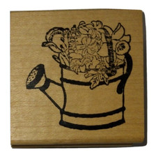Gardener's Flower Watering Can Wood Mounted Rubber Stamp