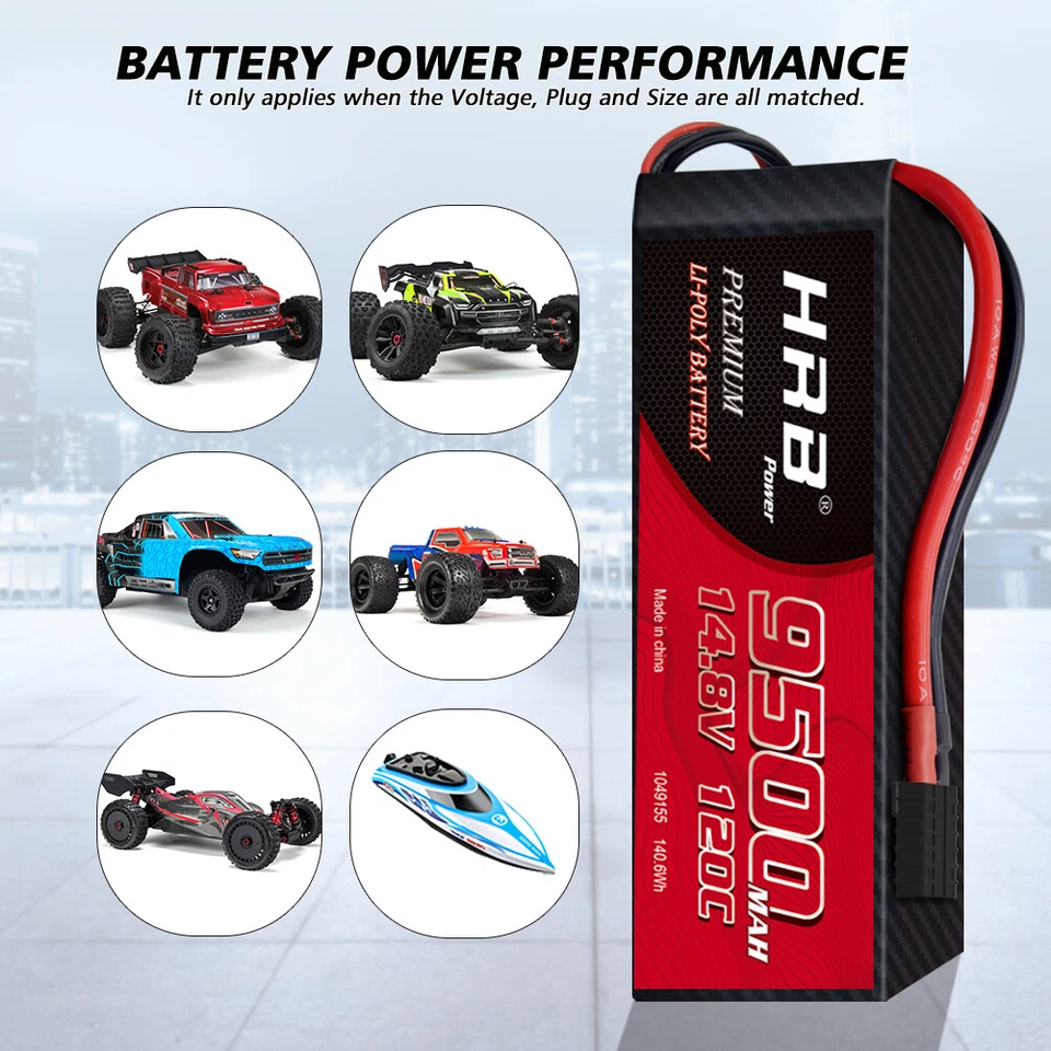 2Stück 14,8V 9500mAh 4S 120C Lipo Batterie für RC Traxxas X-maxx XRT Auto LKW - Bild 4 von 4