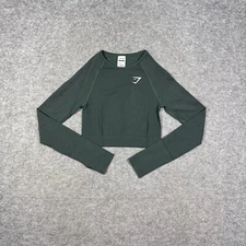 Gymshark Training Cropped Long Sleeve Top Athletic Olive Green Activewear