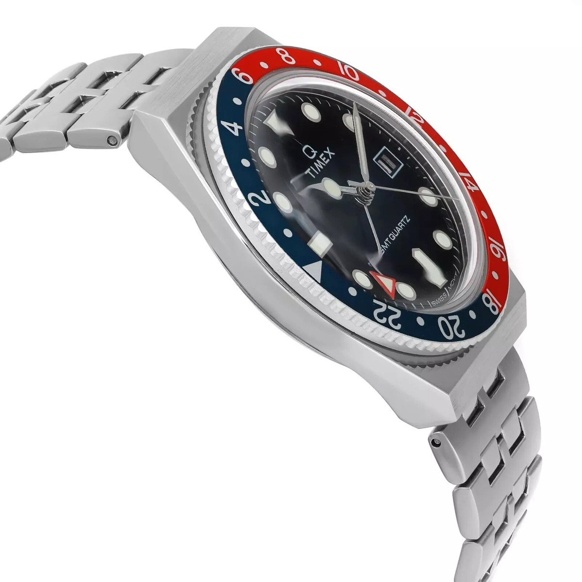 Gmt Timex Custom Watches Timex Q Timex GMT Quartz Black Dial Men's