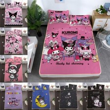 Cartoon Kuromi Summer Sleeping Mat Household Cool Pillowcase Bed-mat 3/4 Pcs Set