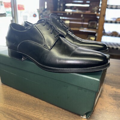 C) Gifennse Black Oxford Leather Dress Shoes Mens Size 9.5 