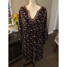 Forever 21 plus dress 3x long sleeve black floral