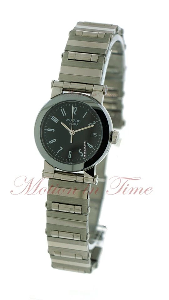 Movado Vizio Ladies Black Dial - Stainless Steel on Bracelet