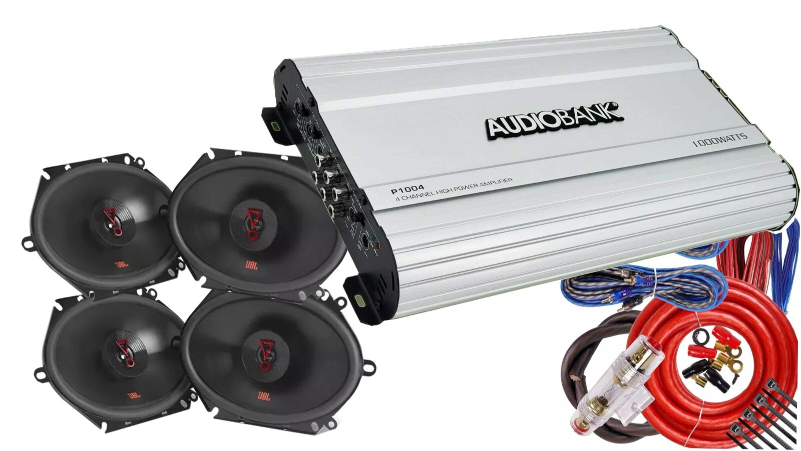 + Audiobank 1000w 4ch Amplifier & 4 Ga Kit