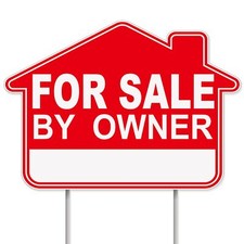 For Sale By Owner Yard Sign 1-Pack 17"x13" Double-Sided H-Stake Metal Stakes ...