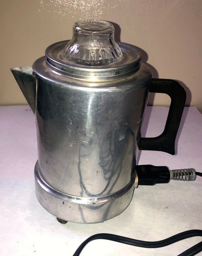 VINTAGE ALUMINUM ELECTRIC COFFEE POT 