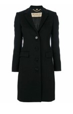 Authentic New Burberry Black Women's Sidlesham Wool Cashmere Long Coat - Size 8