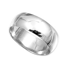 Sterling Silver .925 Domed Ring Band 8mm  Size 6, 9, 12