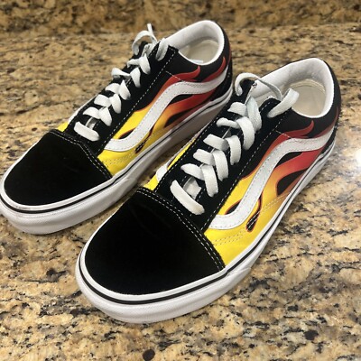 Vans OTW Black Flames Low Top Skateboarding Sneakers 500714 Men s 6 Wmns 7.5
