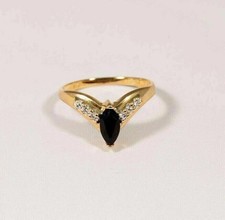 2Ct Marquise Lab Created Black Onyx Women's Wedding Ring 14k Yellow Gold Finish