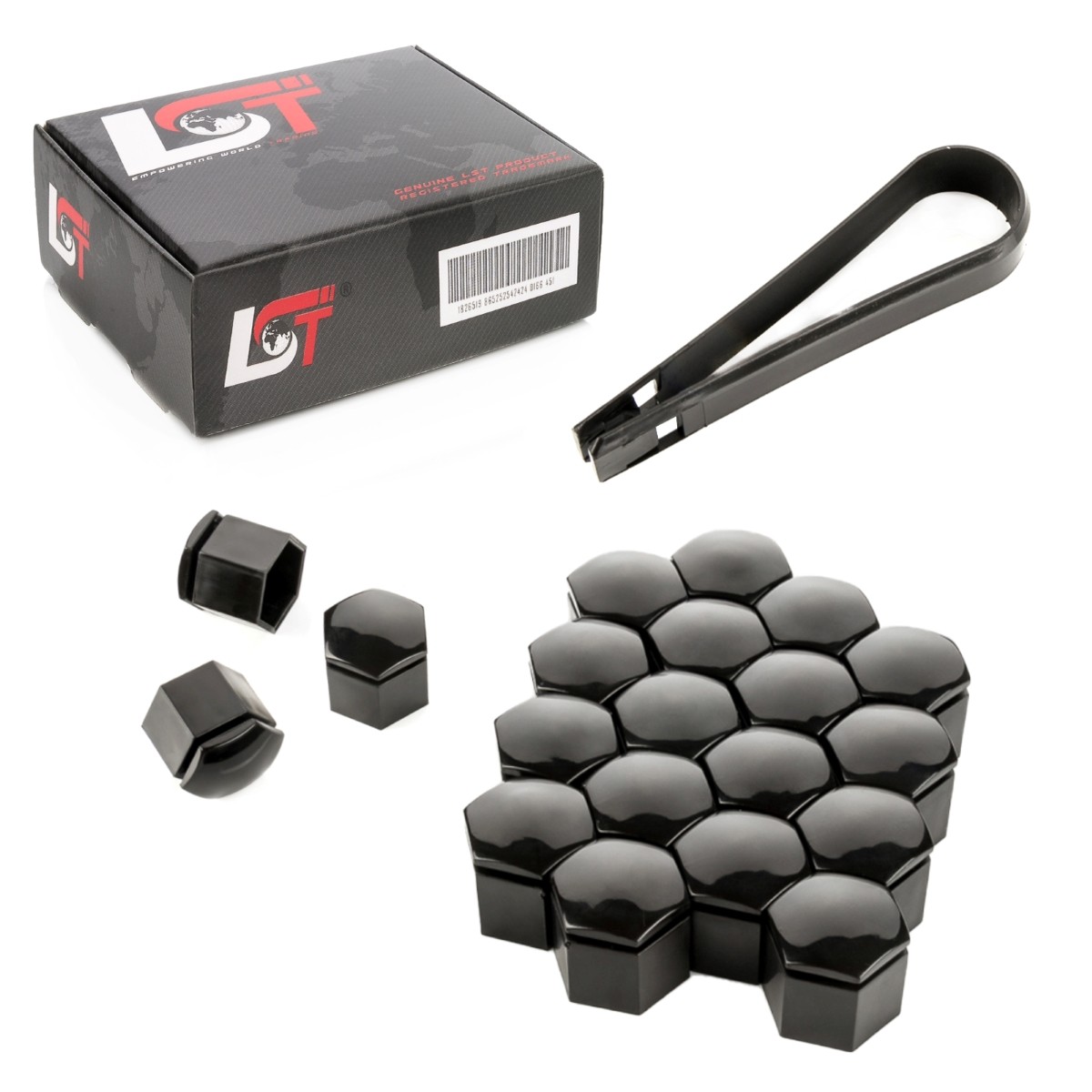 20X Wheel Nut Caps Hexagon 19Mm Black Glossy For Opel Car