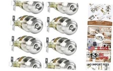 Privacy Door Knobs Satin Nickel Door Knobs with Lock, Bed and Bath Door 8 Pack