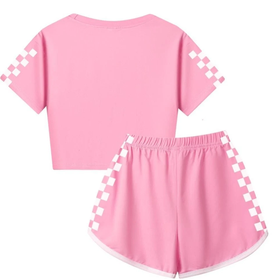 Girls KPop Demon Hunters Tracksuit Cosplay Costume Crop Top Tee+Shorts Sets Gift - image 4 of 4