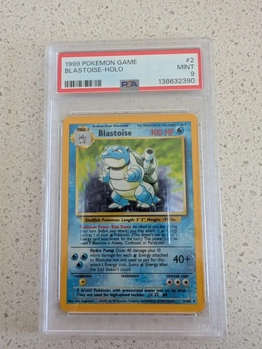 PSA 9 Pokémon TCG Blastoise Base Set 2/102 Holo Unlimited Rare New Cert 1999