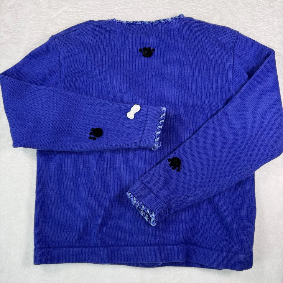 Jack B. vintage Cárdigan Quick Blue Puppy Dog Apliques Cuello en V Talla Pequeña Foto 3 de 4