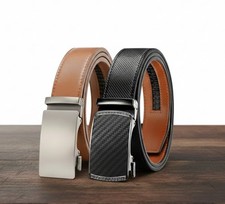 Leather Mens Ratchet Belt Belts For Men Adjustable Automatic Buckle
