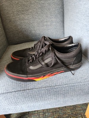 Vans Off the Wall Men's Black Sk8 Shoes w/ Flames on Sides Size 12
