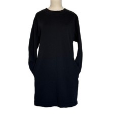 Everlane French Terry Crew Neck Sweatshirt Dress W/ Pockets in Black Size Small