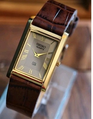90s Vintage Seiko Tank 薄型 腕時計 レクタンギュラー Vintage Seiko Slim Tank Mens Wristwatch With Rare Gray Face