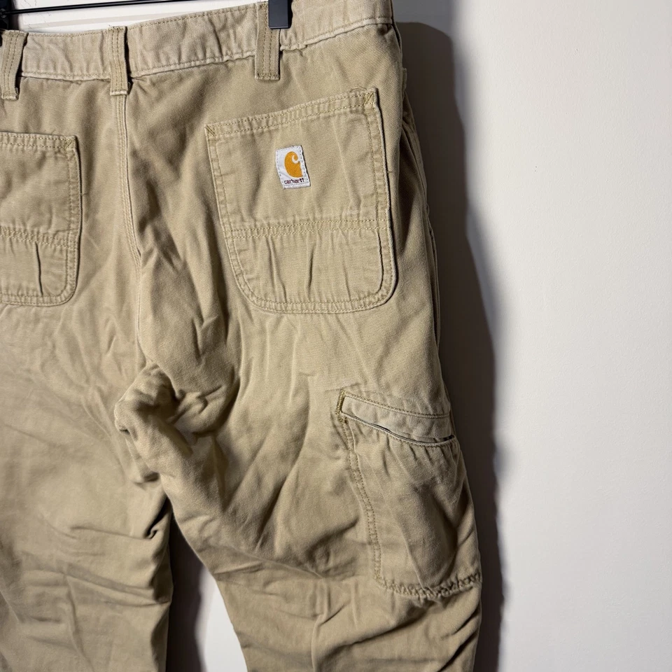 Pantalones de lona forrados de lana Carhartt para hombre talla 36x30 calce relajado tostado Foto 3 de 4