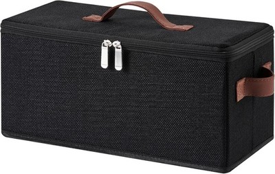 Storage Bins DVD Boxes CD Case Holder with Zippered Lid PU Leather Handles