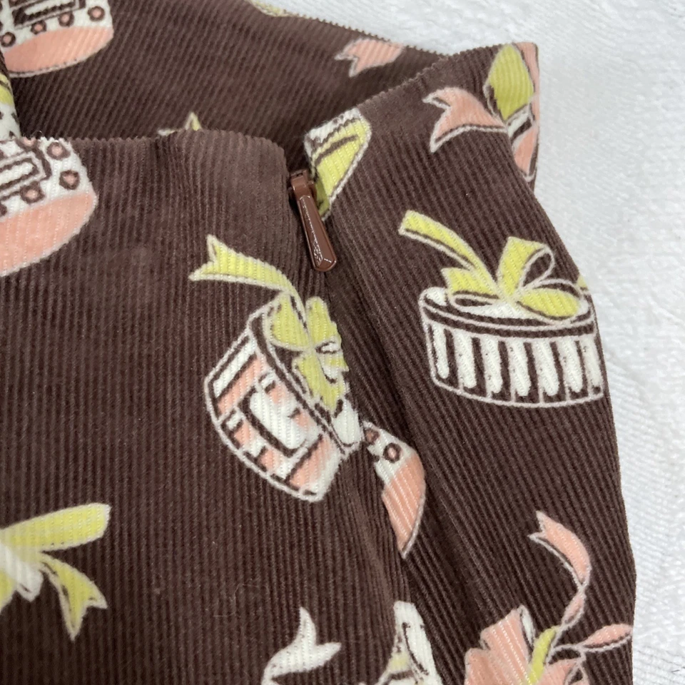 VTG Odille Corduroy Hat Box Print Skirt Size 8 Cotton  - Image 4 of 4
