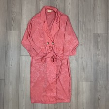 80s Robe Victoria Secret Gold Label Small Pink Jacquard Double Breasted Belted