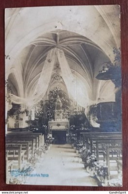 Troyes - Innenraum der Kirche Saint Nicolas geschmückt und geblümt - Fotokarte Guyot
