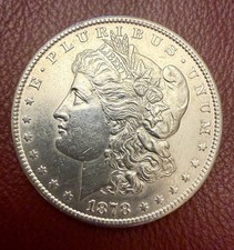 An 1878 United States Morgan Silver Dollar, struck in Philadelphia.