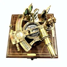 Navigation Sextant Nautical Solid Brass J Scott London Sextant with Wooden Box