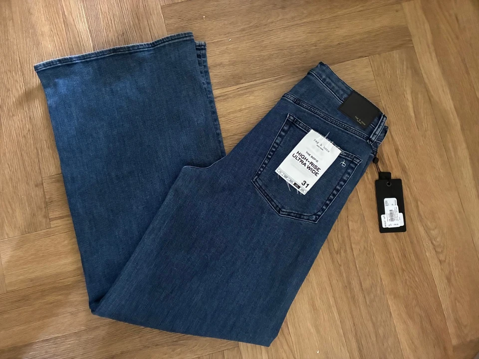 Rag & Bone The Sofie High Rise Ultra Wide Leg Jeans Dark Blue W31 L33 BNWT - Image 4 of 4