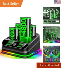 Sleek Xbox Rechargeable Battery Station with LED Indicators & 4 Weights Included