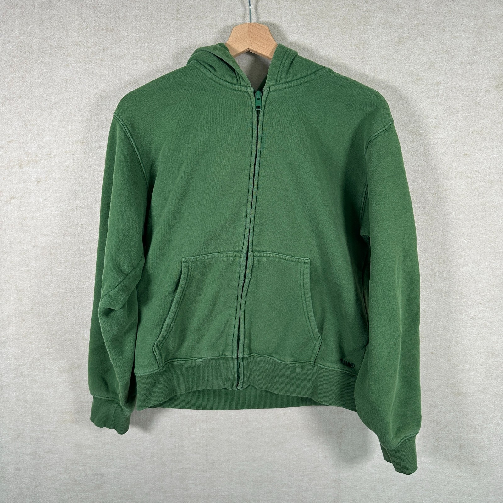 Aritzia TNA Zip Hoodie Womens Medium Green Cozy Sweatfleece Minimal Perfect Fit