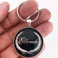 Vintage Cadillac Eldorado Wreath Crest Chrome Badge Emblem Reproduction Keychain