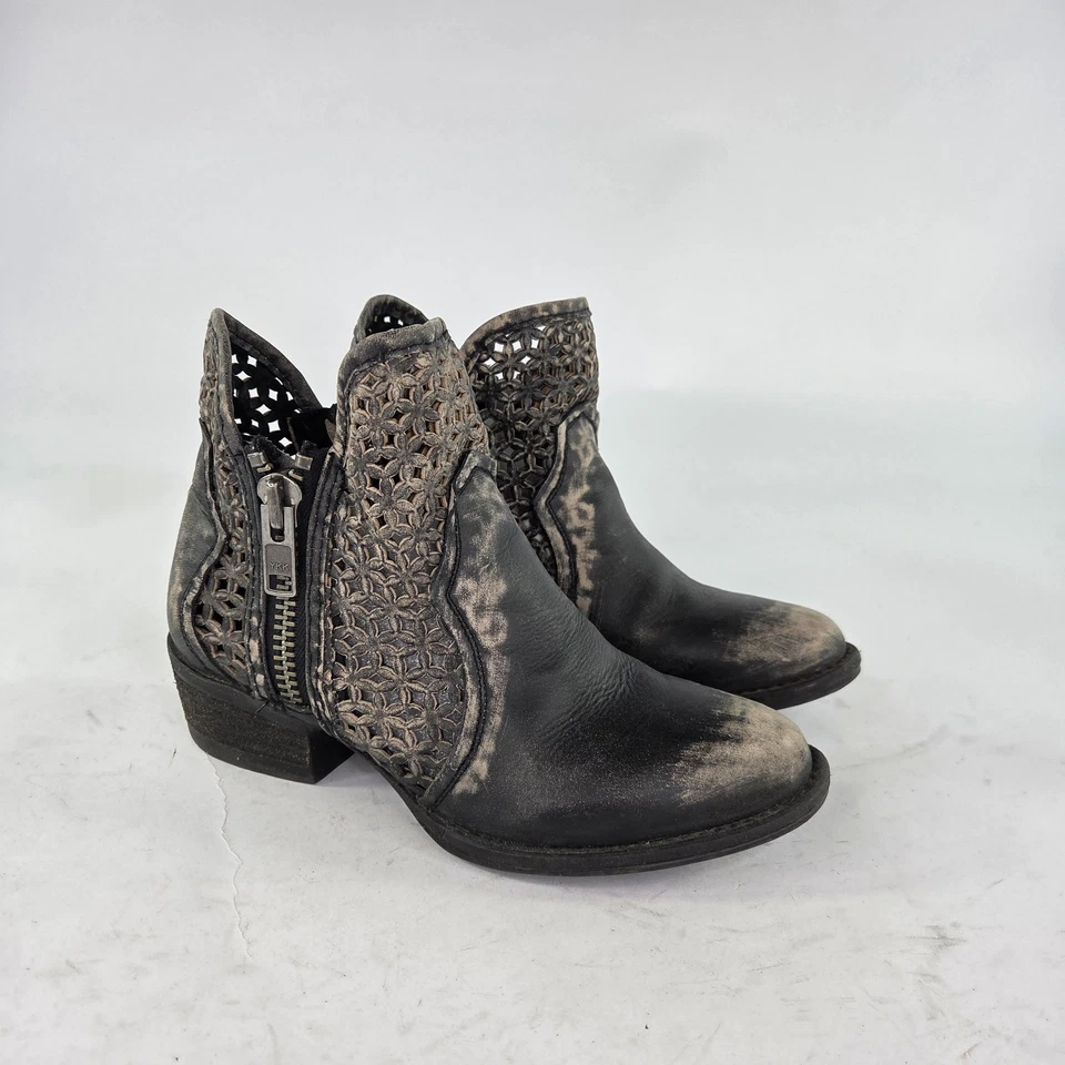 Botas vaqueras cortas Corral Circle G para mujer EE. UU. 7 negras desgastadas recorte cremallera bota Foto 4 de 4