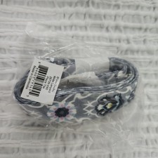Vera Bradley Wide Lanyard Plaza Tile Blue Grey Floral ID Key Holder 26739-X40