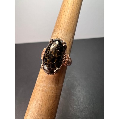 NEU Matrix Lab Schungit Solitär Ring in Roségold über Kupfer Gr. 7 