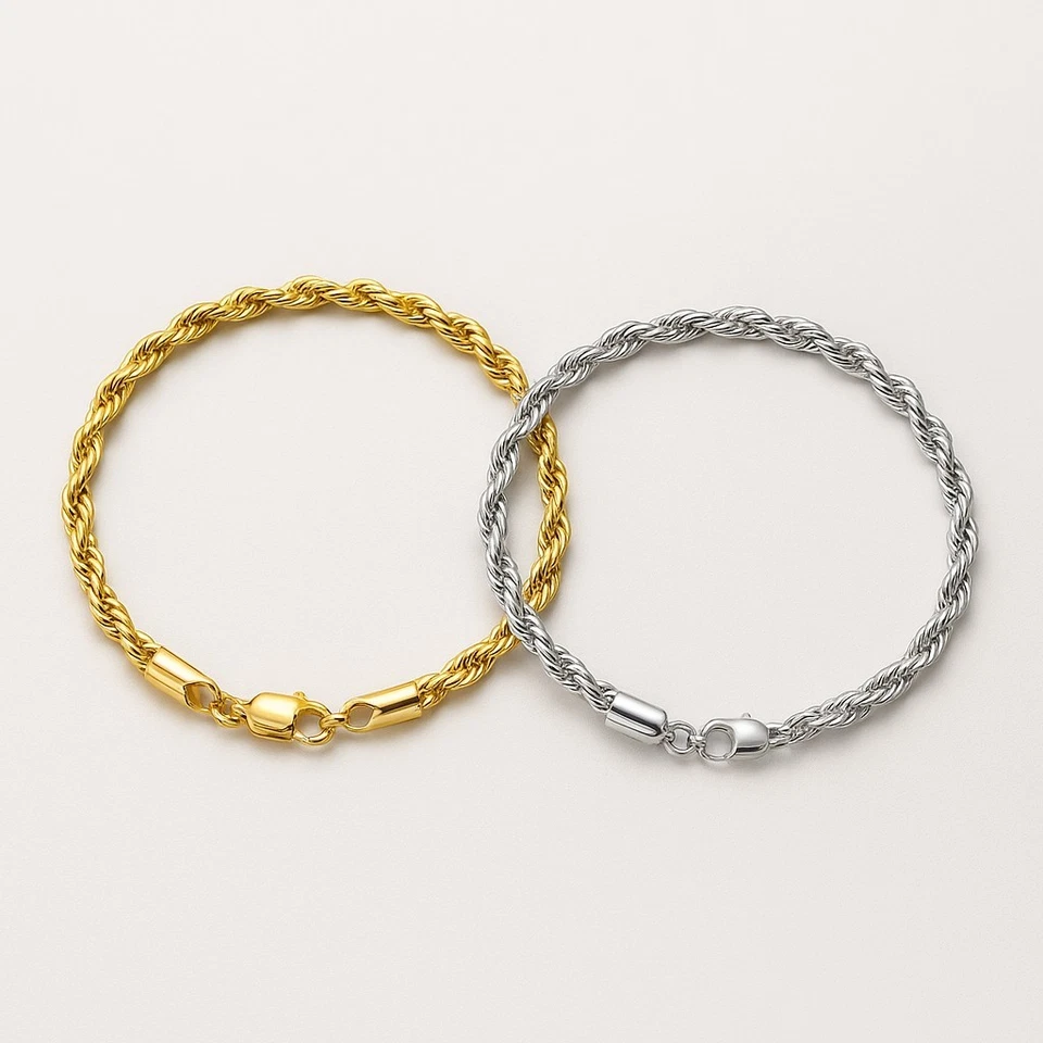 10 Stk Edelstahl Armband Unisex Großhandel Restposten Schmuck Twist 20cm 3mm Mix - Bild 2 von 4