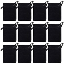 100pcs 2 X 2.8 inch Black Velvet Cloth Jewelry Pouches Velvet Drawstring Bags...