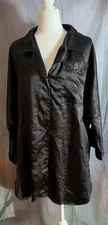 Vtg. Kathryn Black Nightshirt Size L Flaws Silky Poly Cotton Blend Long