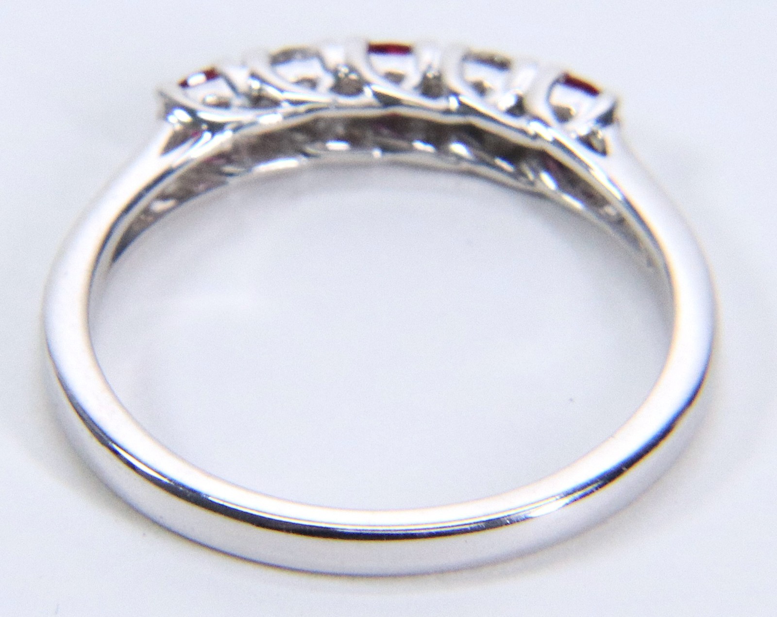 14K White Gold Diamond & Ruby Stackable Ring - image 5