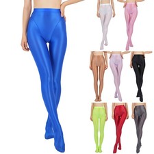 Women's Glossy Dance Tights Elastic Waistband Shimmer Pants Wet Look Pantyhose