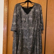 LANE BRYANT Metallic Foil Fit Flare Party Dress