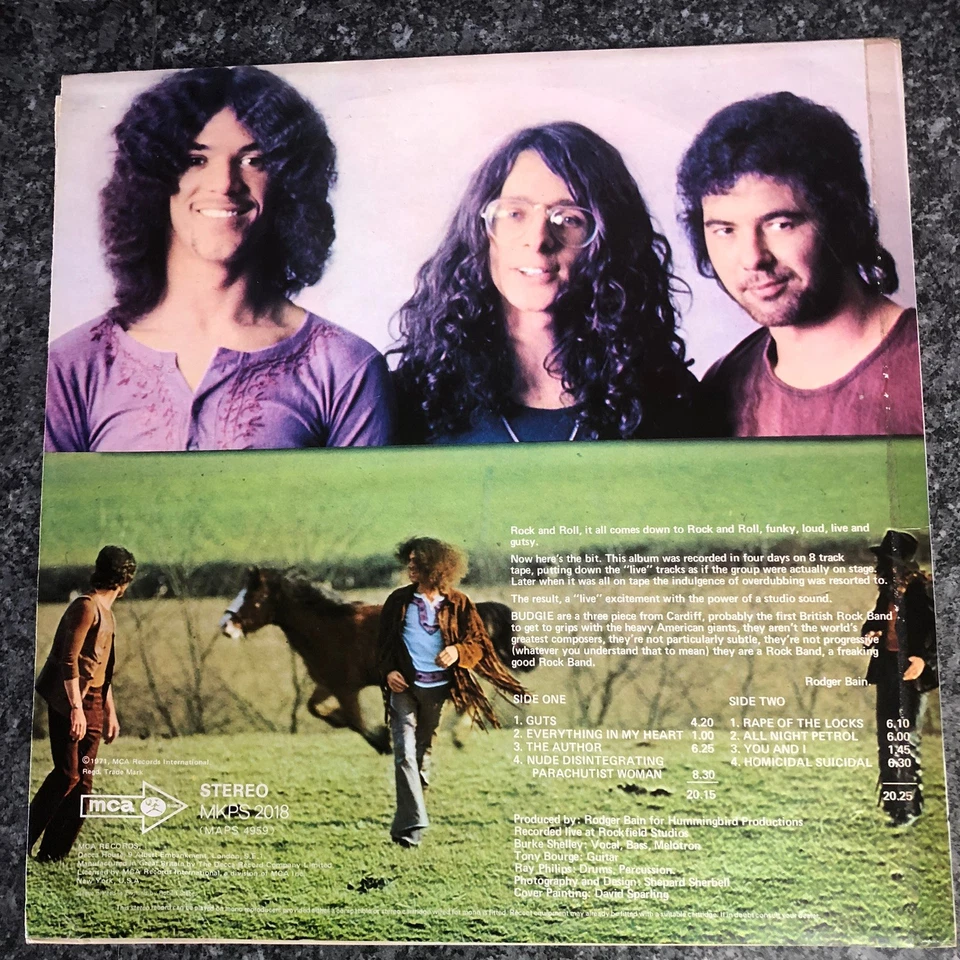LP VINYL BUDGIE SELF TITLED DEBUT ALBUM MCA MKPS 2018 UK 1ST PRESS 1971 EX+/NM- - Image 4 of 4