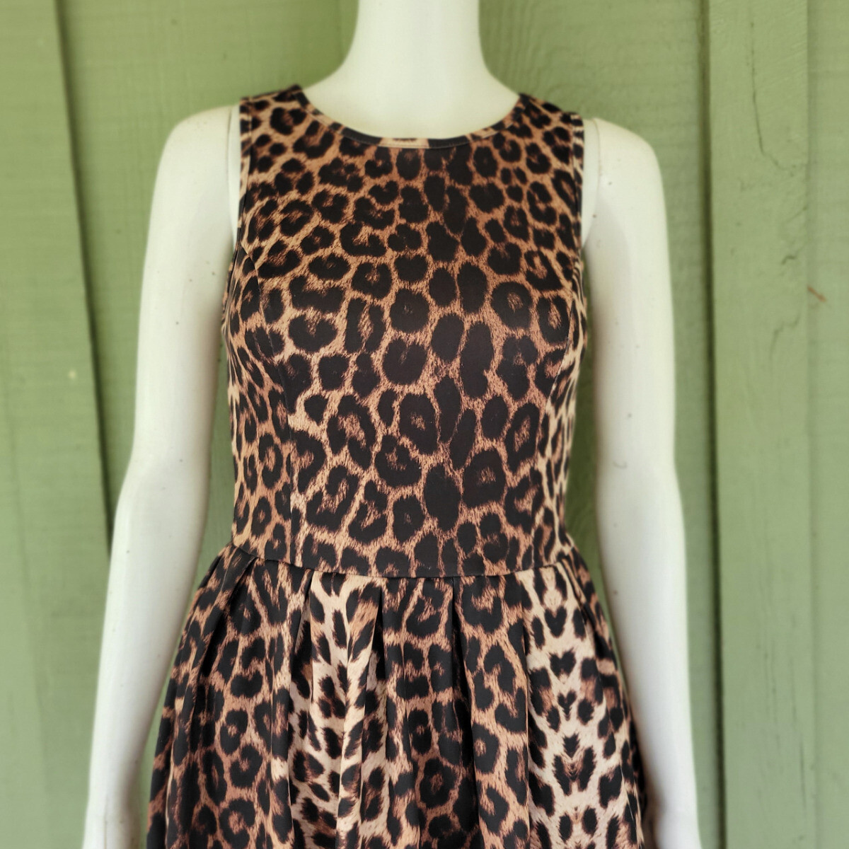 leopard print skater dress topshop NWT Topshop Leopard Long Sleeve Puffed Shoulder Skater Dress US Size 4 $75