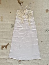 BNWT TOPSHOP @ ASOS Silvery Lilac Silky EMBROIDERED LACE MIDI SLIP DRESS 4 6 XS